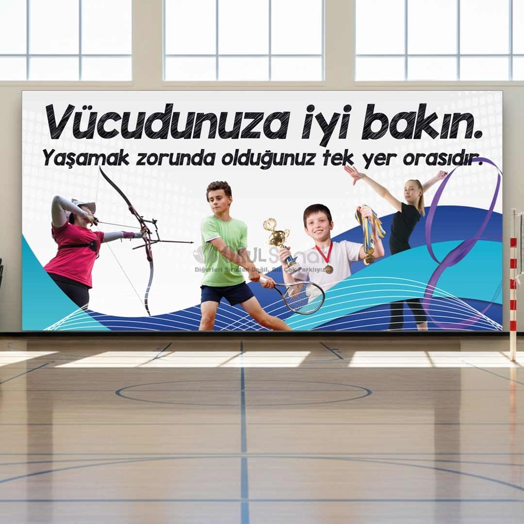 Sağlıklı Vücut Spor Salonu Okul Posteri